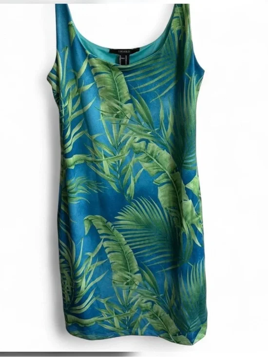 Forever 21 Blue and Green Tropical Leaf Cami - Picture 3 of 5